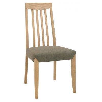 Alesund Oak High Back Slat Dining Chair With Fabric Seat
